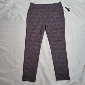 AF Studio Almost Famous Women's Black Red Plaid Ponte Knit Ankle Pants SizeM NWT